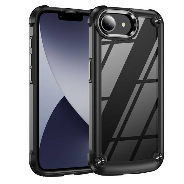 Handyhülle für Apple iPhone 17e / 16e TPU + PC Hybrid mit Linsenschutz Schwarz