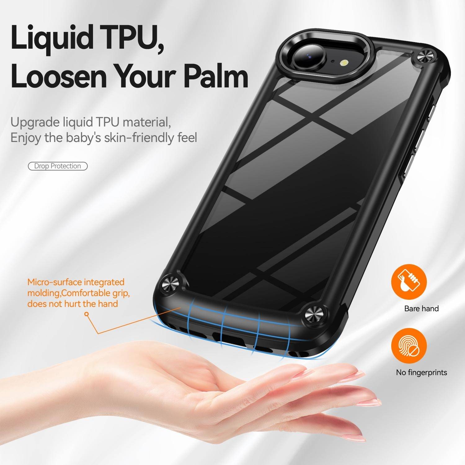 Handyhülle für Apple iPhone 17e / 16e TPU + PC Hybrid mit Linsenschutz Schwarz-2