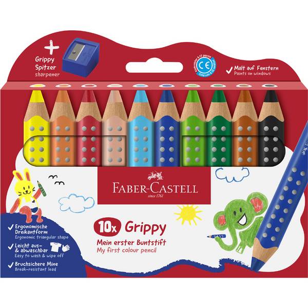 FABER-CASTELL - Buntstift Grippy 10er Set mit Spitzer