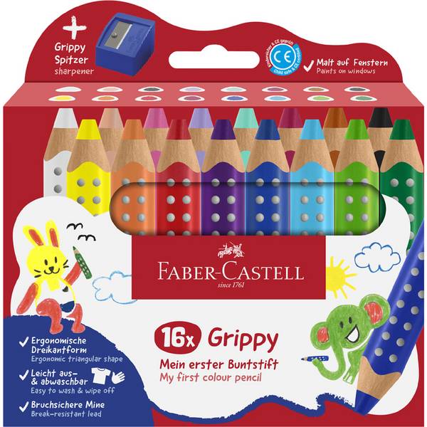 FABER-CASTELL - Buntstift Grippy 16er Set mit Spitzer