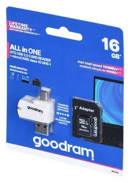 GoodRam M1A4-0160R12 - Micro SDHC - 16 GB - USB 2.0