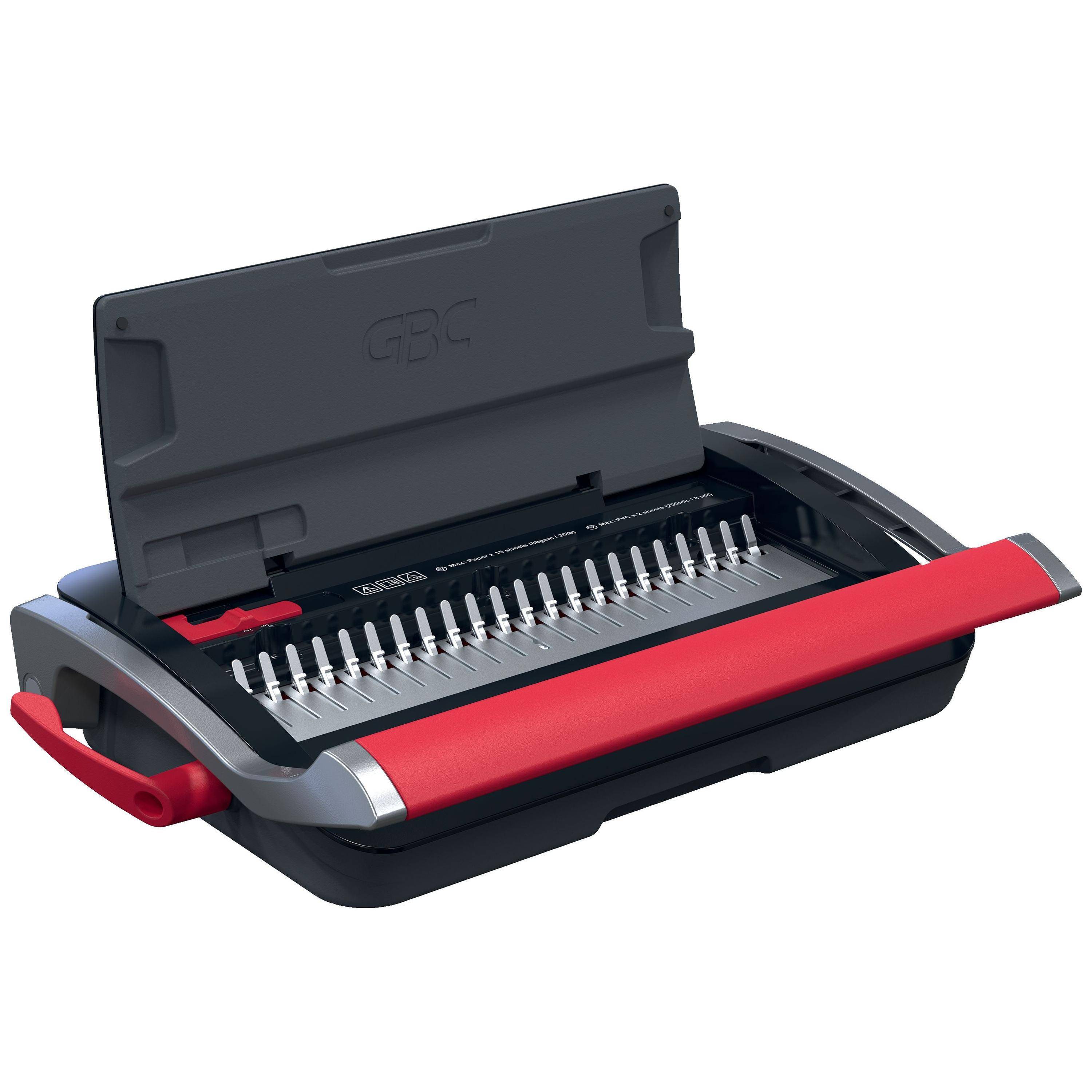GBC CombBind CB15, Kamm-Bindegerät, Manuell, 165 Blätter, Schwarz, Rot-2
