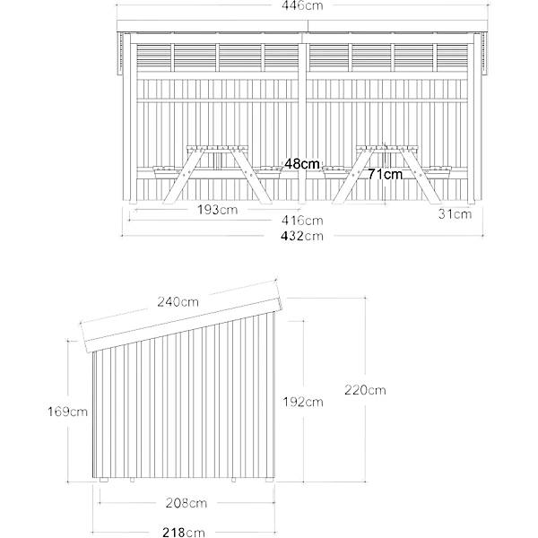 Nordic Picknickhütte aus Holz HxBxT 2200 x 2180 x 4320 mm (95 m²). PLUS AS 83694549-1