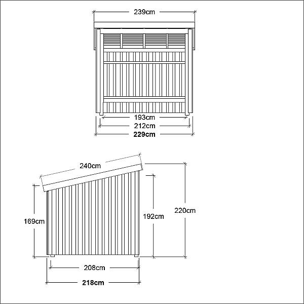 Nordic Fahrradunterstand aus Holz HxBxT 2200 x 2180 x 2290 mm (5 m²) mit Doppeltür. PLUS AS 83694349-2