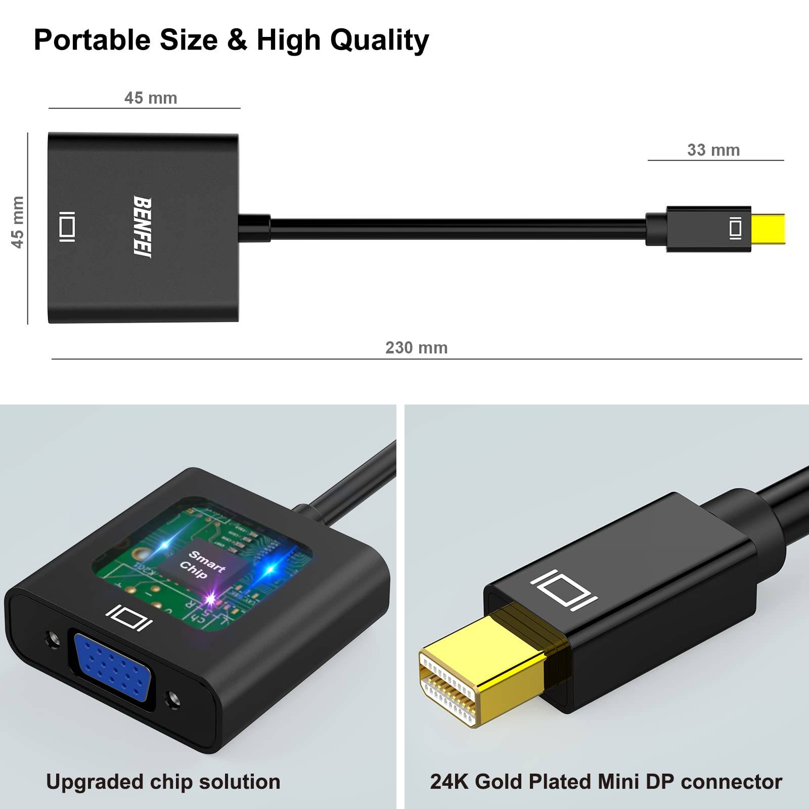 BENFEI Mini DisplayPort auf VGA Adapter, Mini DisplayPort(Thunderbolt kompatibel) auf VGA Adapter-4
