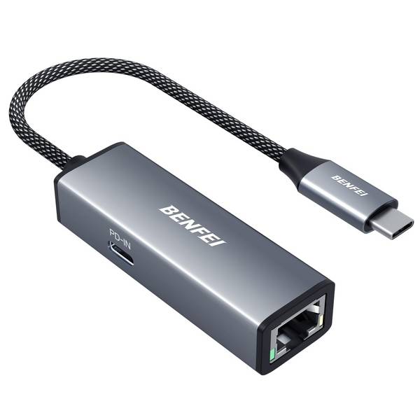 BENFEI USB C auf Ethernet Gigabit Adapter 100W PD, USB C (Thunderbolt 3/4) auf RJ45 LAN 1Gbps mit Stromversorgung