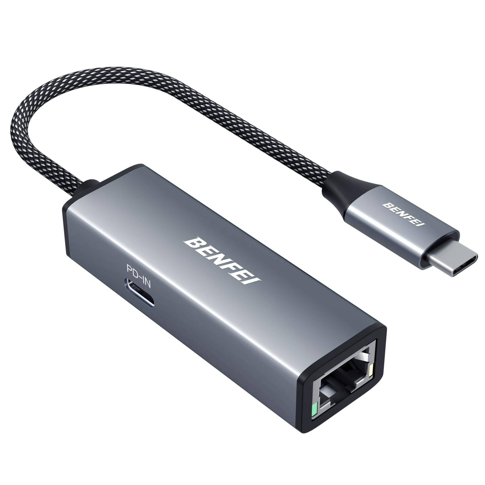 BENFEI USB C auf Ethernet Gigabit Adapter 100W PD, USB C (Thunderbolt 3/4) auf RJ45 LAN 1Gbps mit Stromversorgung-0