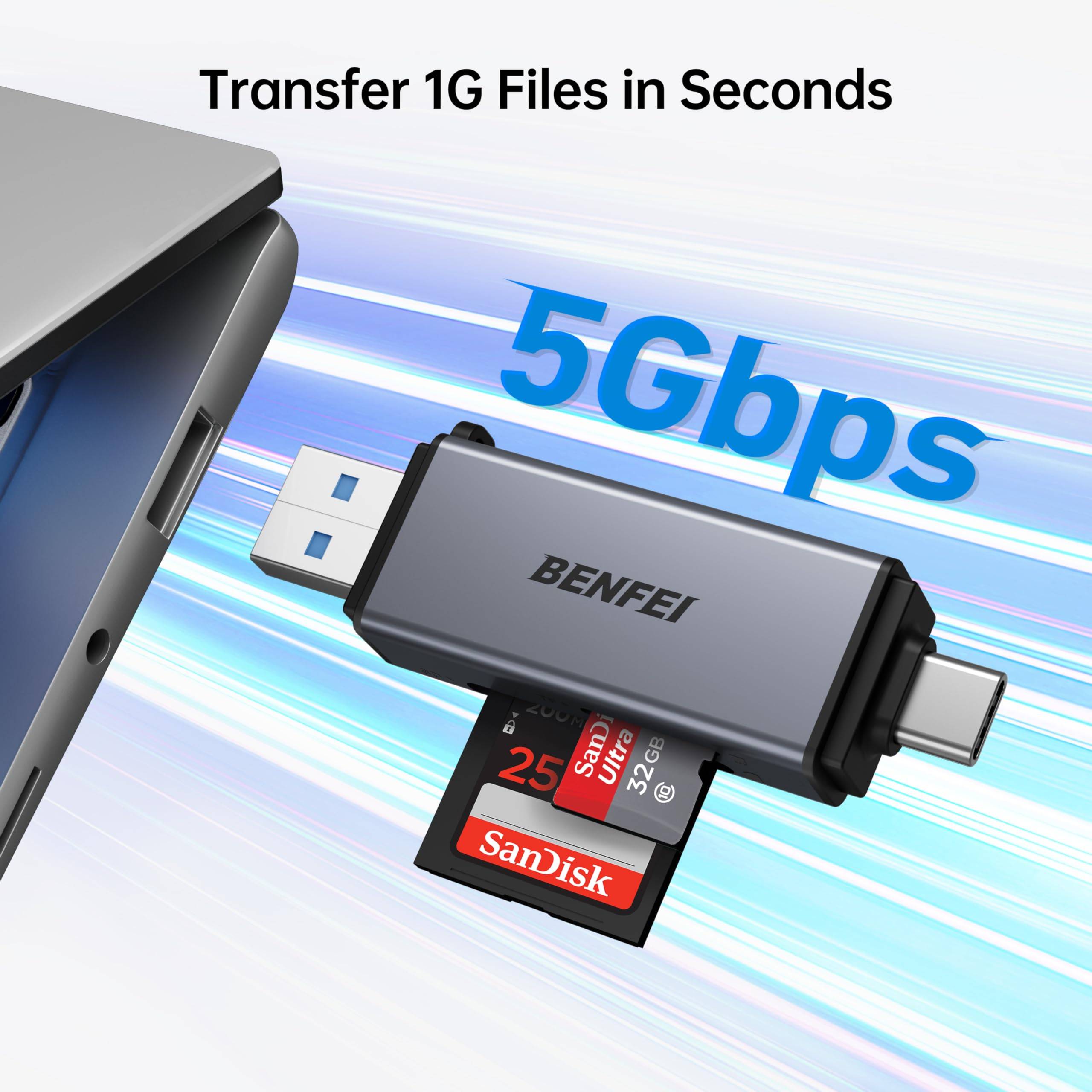 BENFEI SD-Kartenleser, USB C auf SD Micro SD-Karte Speicherkartenadapter Dual Slot-4