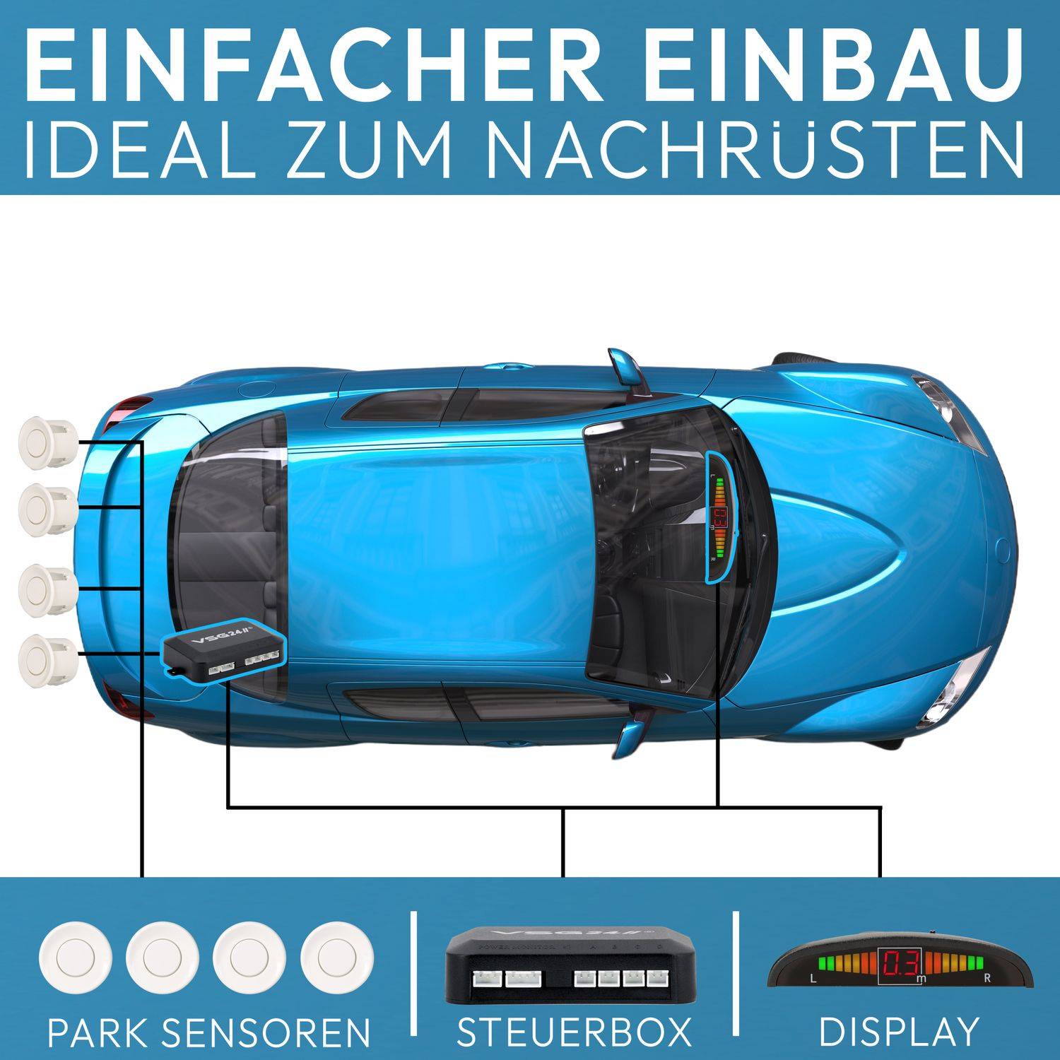 VSG24 Einparkhilfen ECHO PLUS mit Display für die Heckmontage-3
