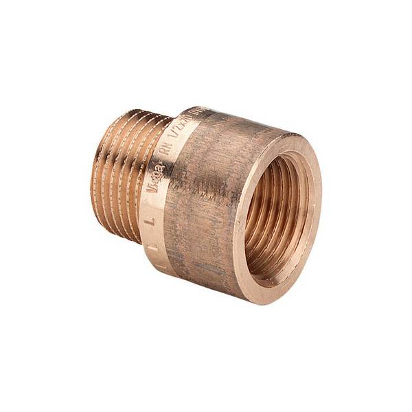 VIEGA Rotguss-Verlaengerung 3525 DVGW 3/4"x80mm,m.kon.AG u.zyl.IG,Innenvierk.
