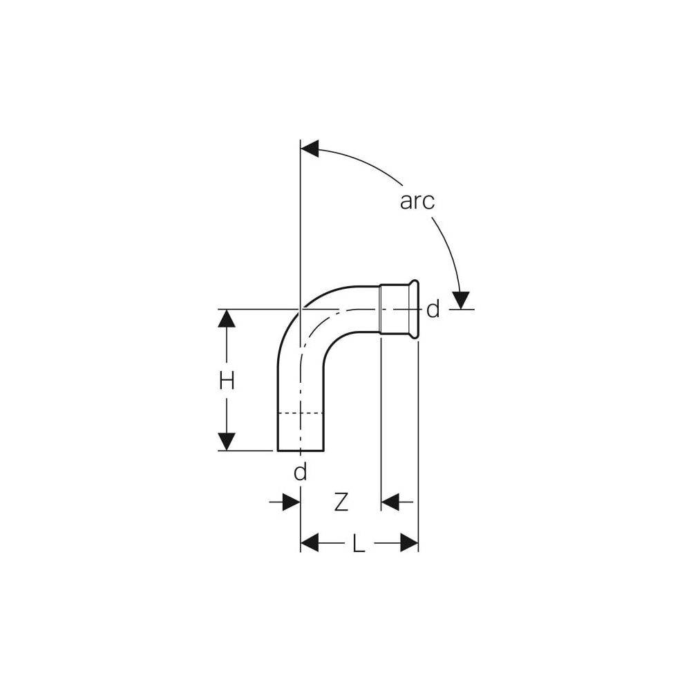 Geberit Bogen Mapress Kupfer 90° d42mm mit Einschubende, 1 Stk.-1