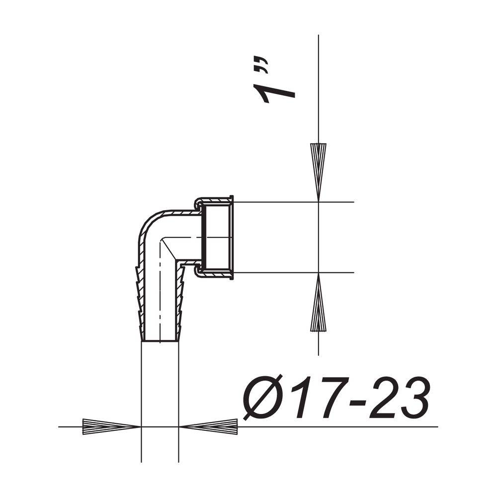 Dallmer Winkelschlauchtülle zu HL 400/405/406, 1", Grau, 090324-1