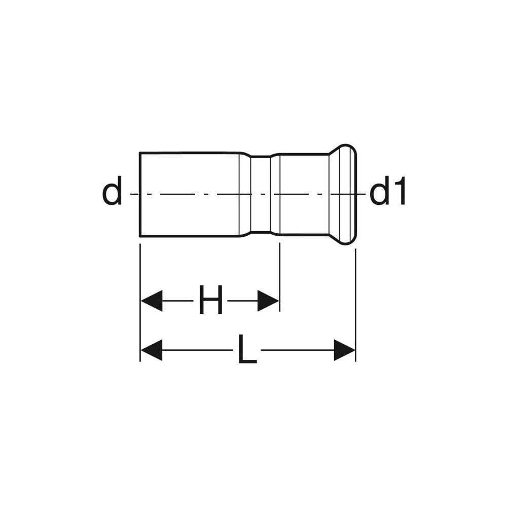 Geberit Mapress Kupfer Reduktion mit Einschubende Gas D 28mm, D1 18mm, 34619-1