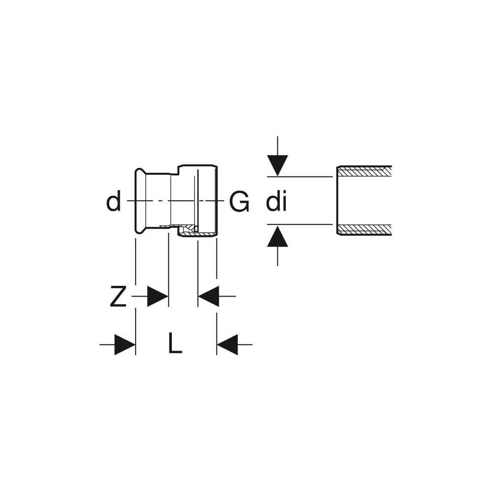 Geberit Mapress Kupfer Übergang mit Überwurfmutter, D 22mm, ID 32mm, G 1 1/2", Rotguss bleifrei-1
