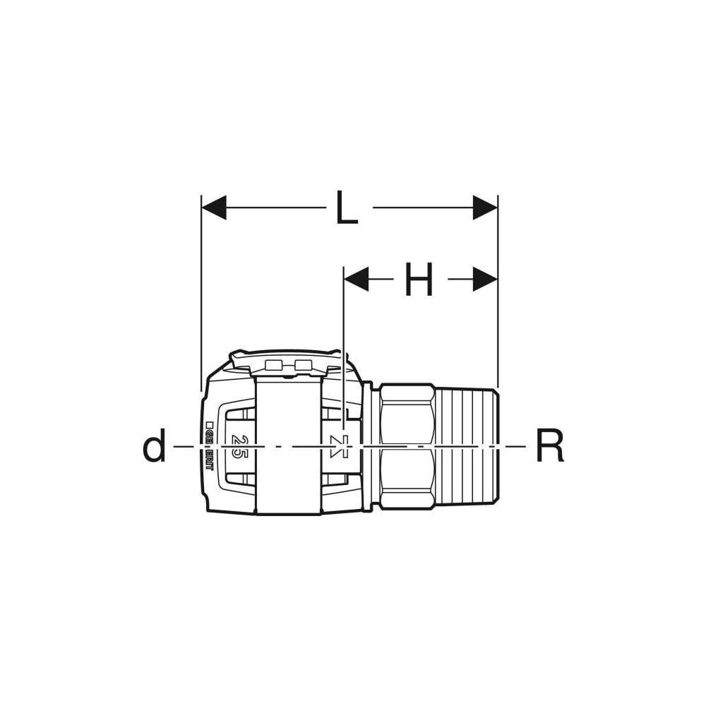 Geberit FlowFit Übergang mit Außengewinde bleifreie Siliziumbronze, D 16mm, R 1/2"-1