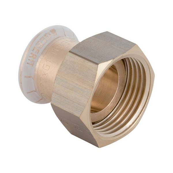 Geberit Mapress Kupfer Übergang mit Überwurfmutter, D 22mm, ID 32mm, G 1 1/2", Rotguss bleifrei