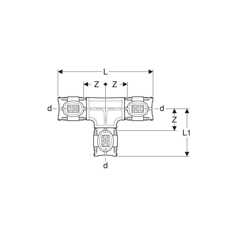Geberit FlowFit T-Stück egal, 16mm, PPSU, Schwarz, 620080001-1
