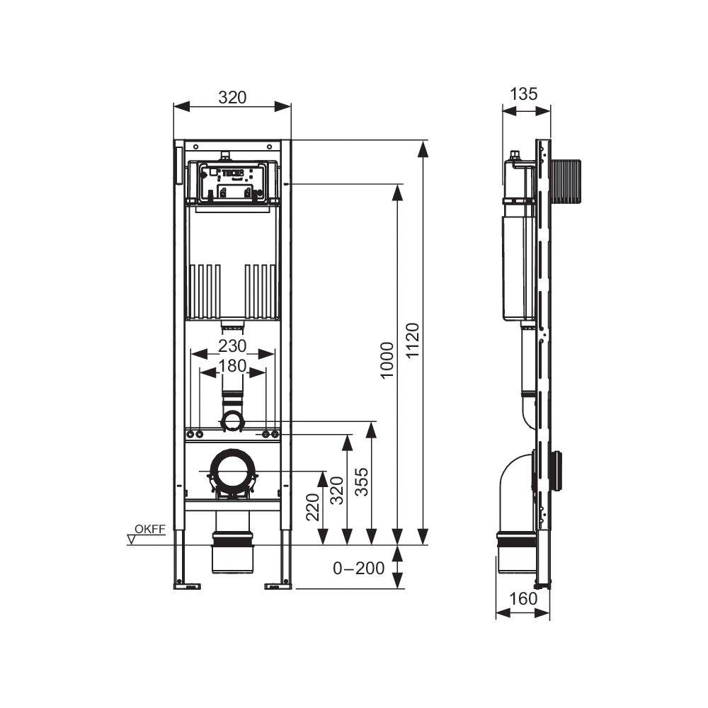 TECE TECEprofil WC-Modul mit Compact 320-Spülkasten, Bauhöhe 1120 mm-2