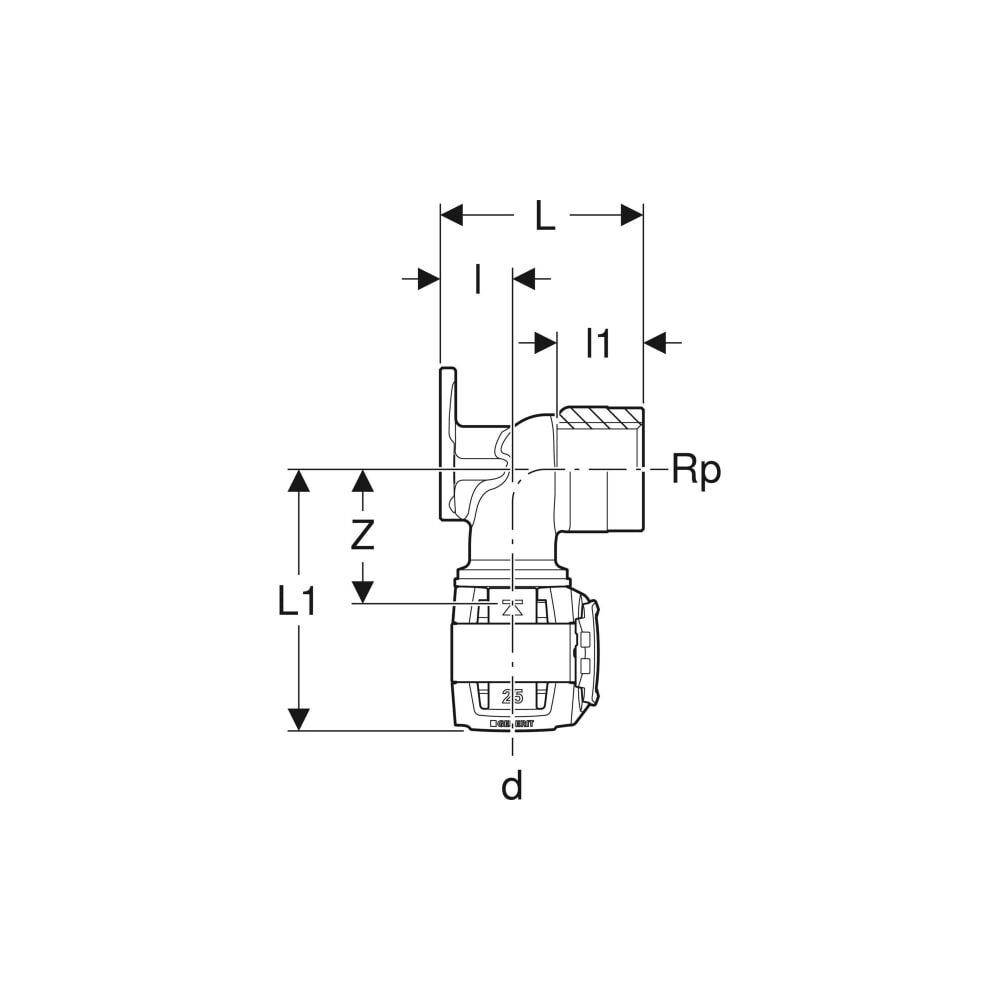 GEBERIT FlowFit Anschlusswinkel 90Gr Rg+ d20-Rp1/2 L:36mm-1