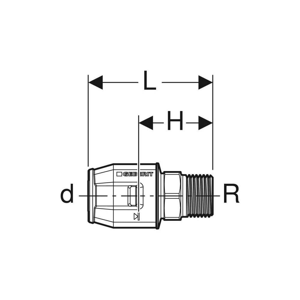 Geberit PushFit Übergang mit Außengewinde, d 25mm, R 1″, Rotguss bleifrei-1