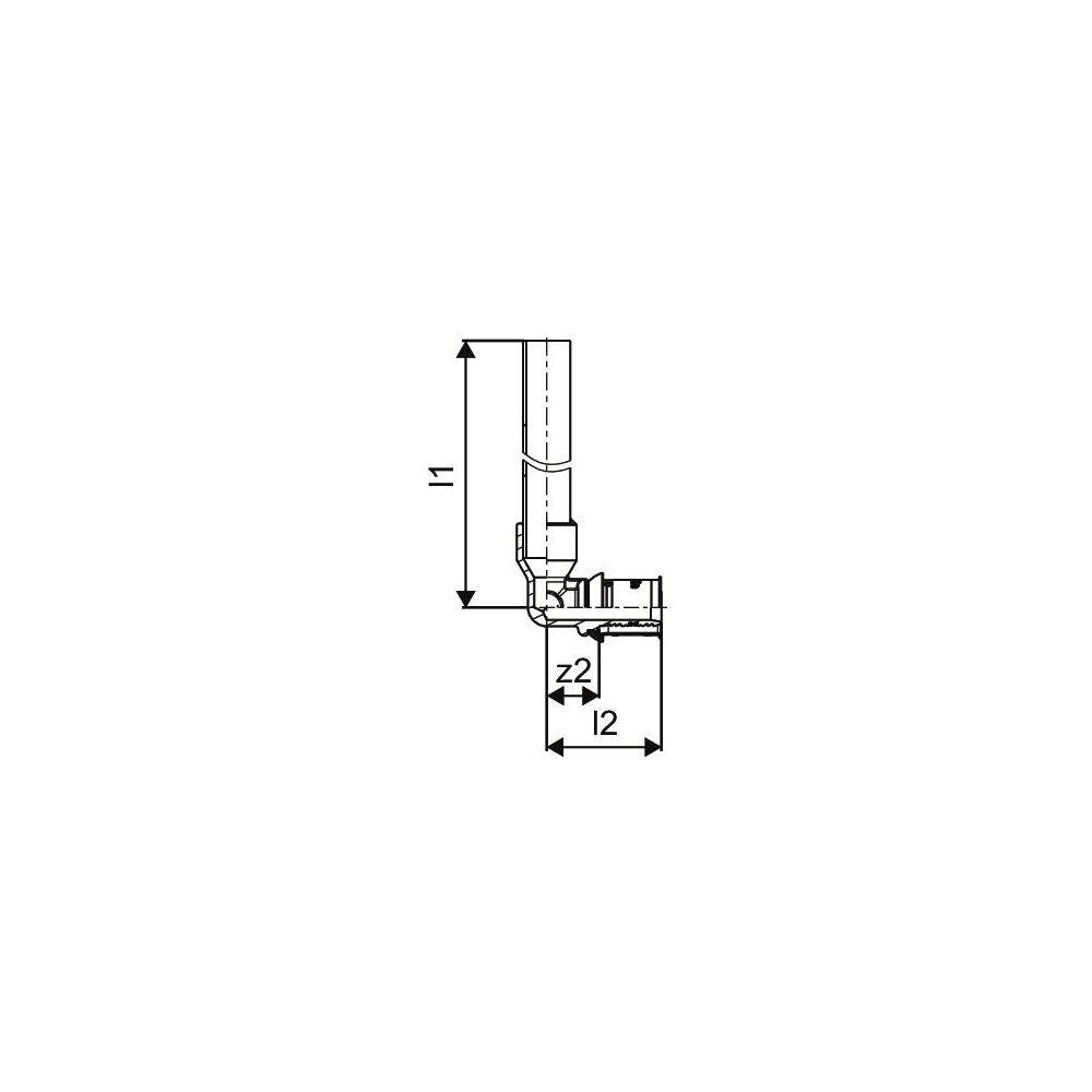 UPONOR S-Press PLUS HK-Anschlusswinkel plated 16-15CU l=350mm-2