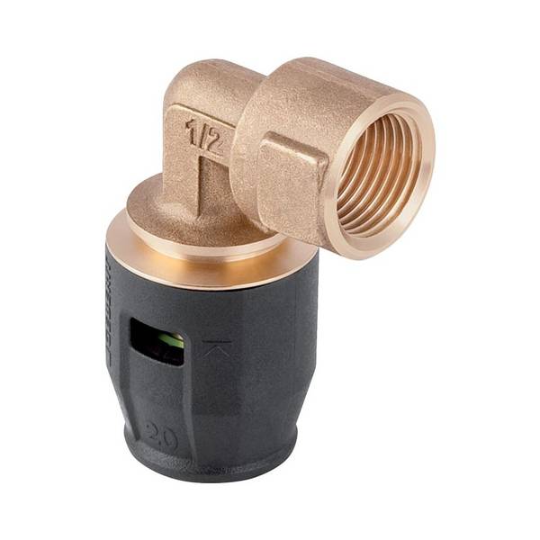 Geberit PushFit Übergangsbogen 90 Grad mit Innengewinde, d 25mm, Rp 3/4″, Rotguss bleifrei