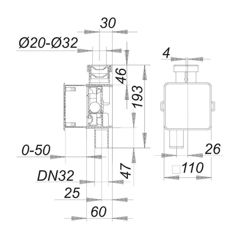 Dallmer Kondensat-Siphon 138 Wandeinbau DN 32-2