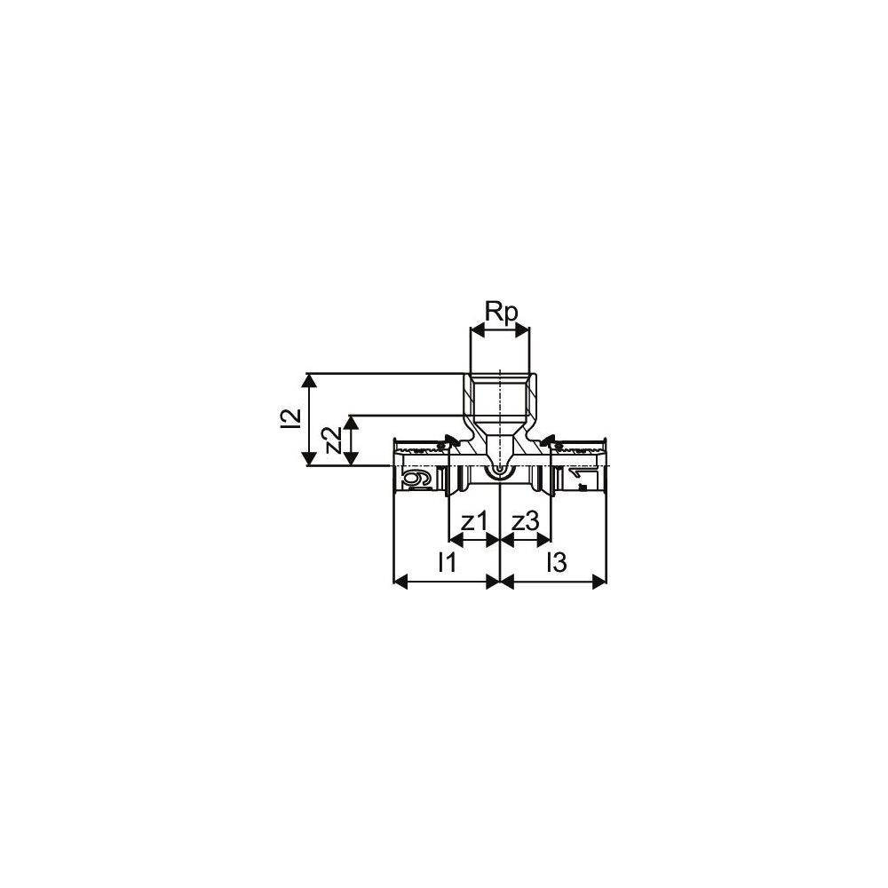 UPONOR S-Press PLUS, T-Stück, m. Innengew., 20-Rp3/4"FT-20, 1 Stk.-2