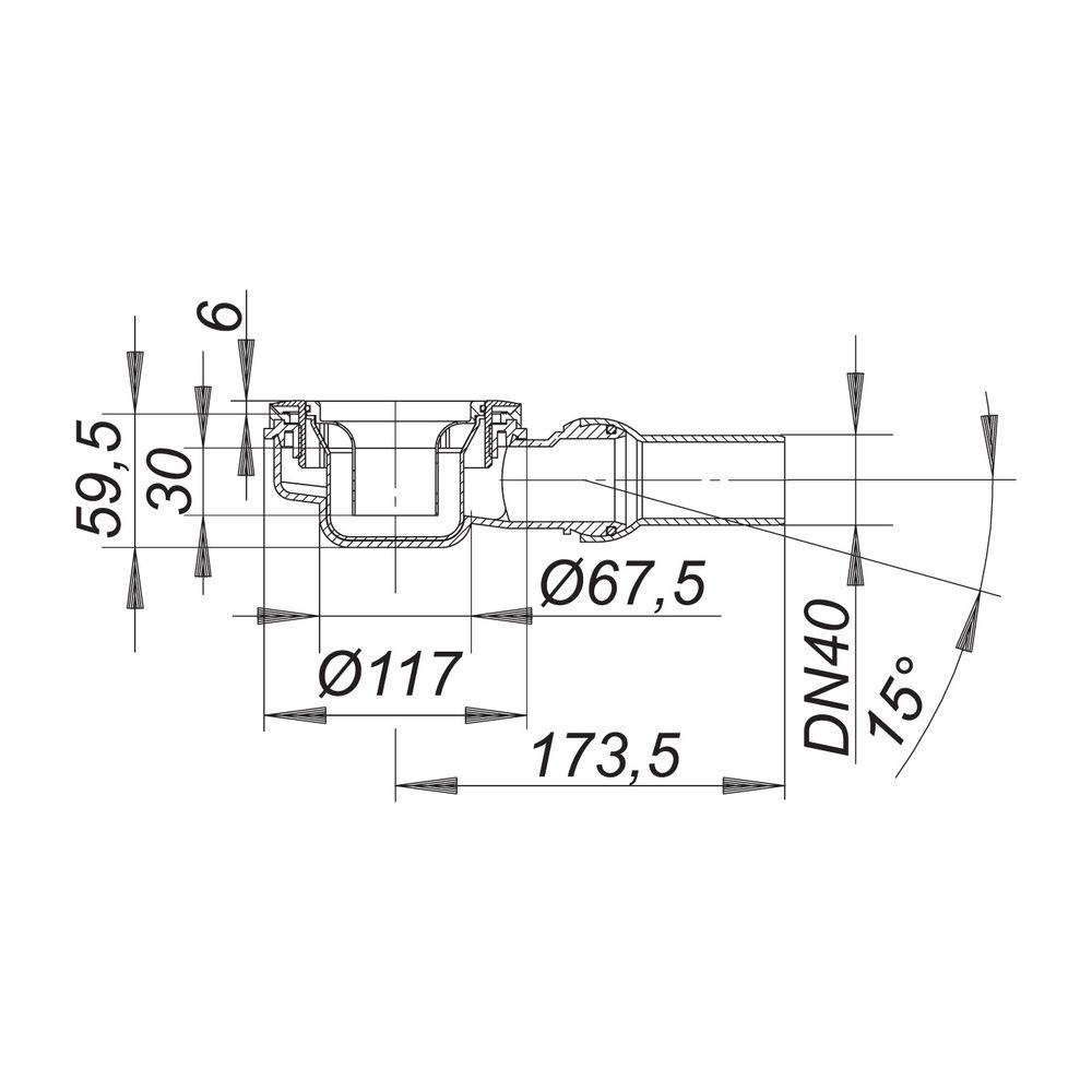 DALLMER Ablaufgehaeuse ORIO DN40-60mm 160355 Abgang waagerecht-2