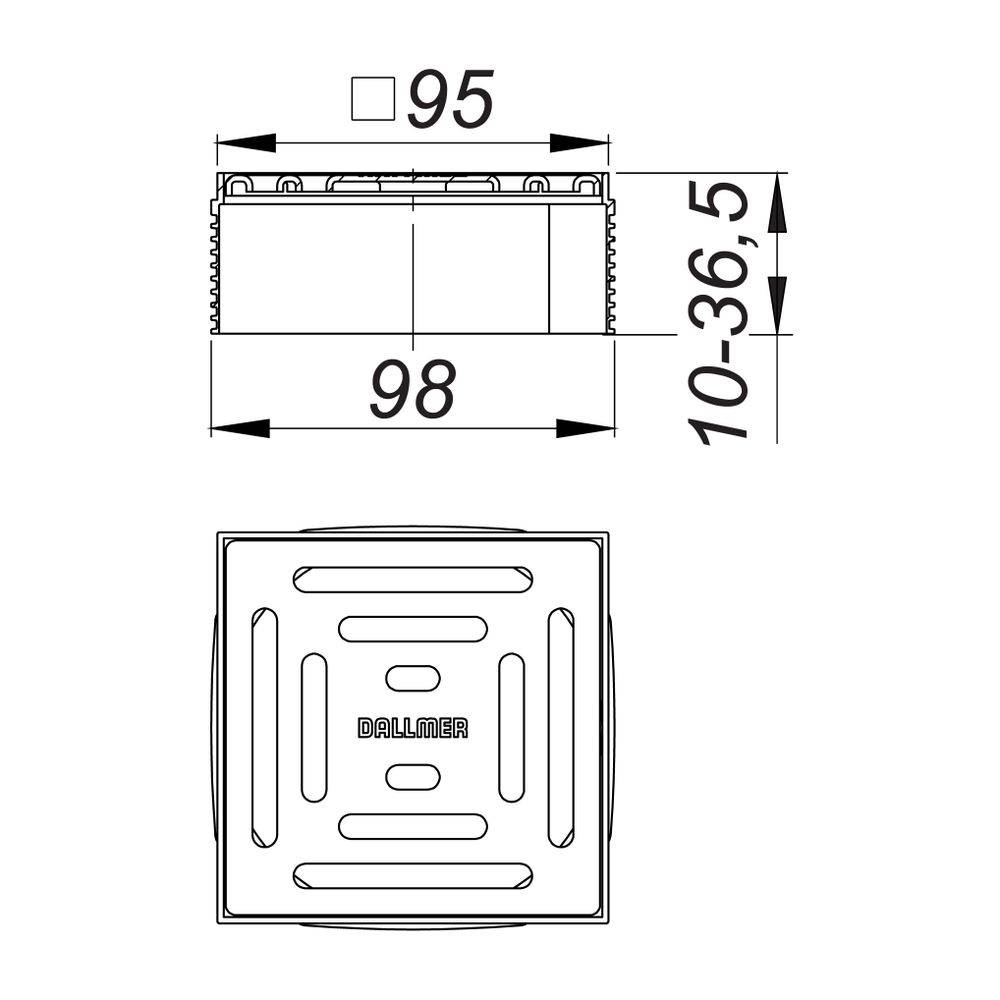 Dallmer Aufsatz DallDrain Pure, 100 x 100 mm-2