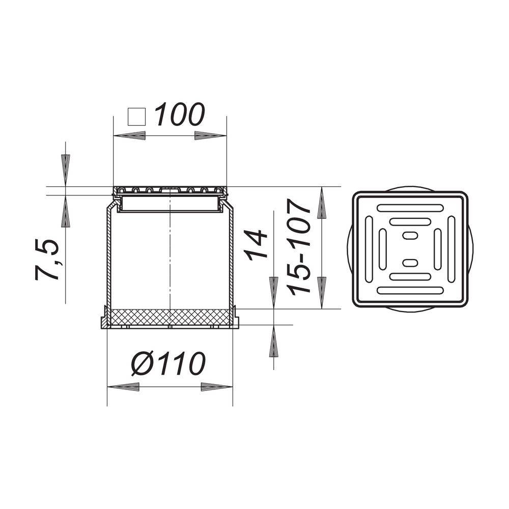 Dallmer Aufsatz E 10, 100x100mm, 510006-2