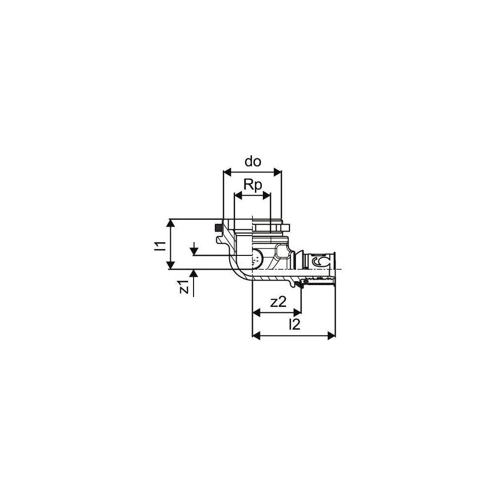 UPONOR S-Press PLUS, Anschlusswinkel, flach, 16-Rp1/2"FT, 1 Stk.-2