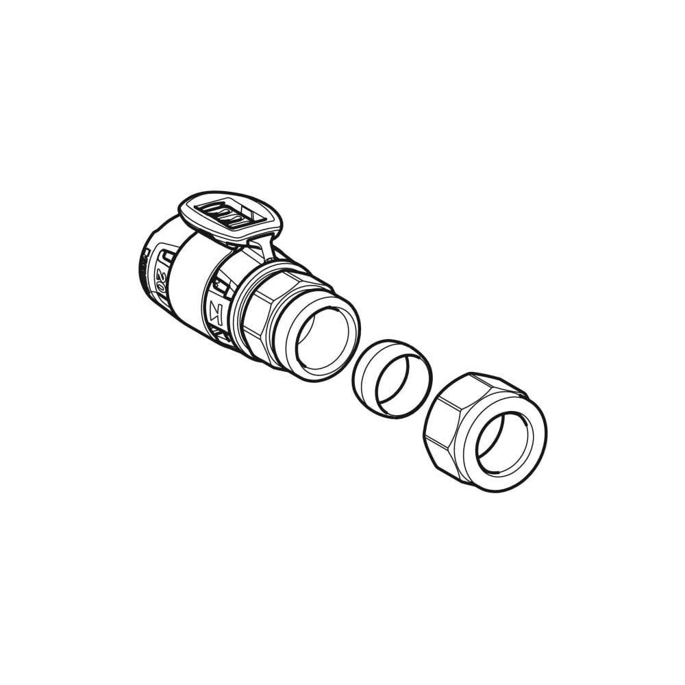 Geberit FlowFit Übergang mit Klemmringverschraubung bleifreie Siliziumbronze, D 16mm, D1 15mm-3