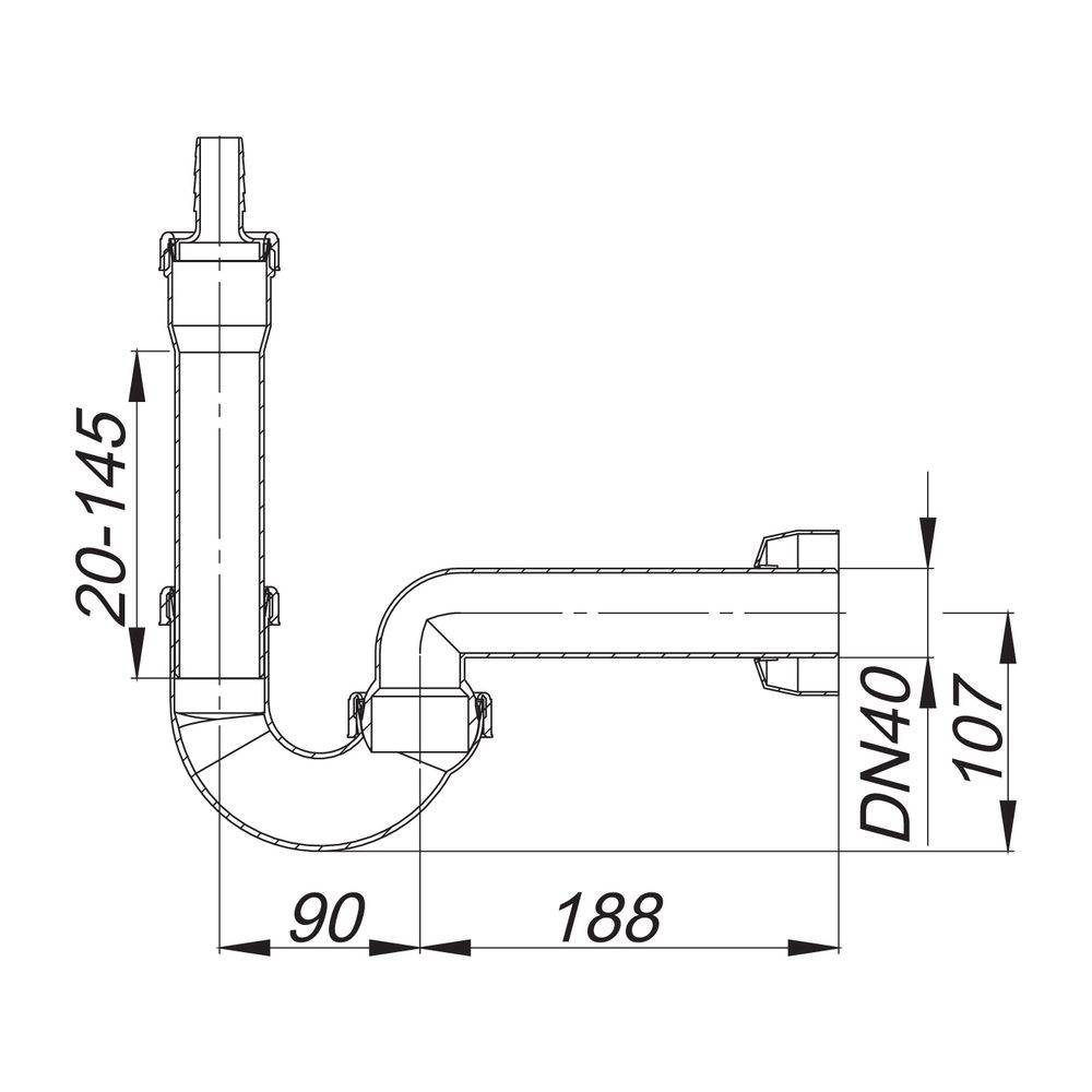DALLMER Waschgeraete-Geruchverschluss 030016 DN 40 m.Rosette,Schl.tuelle,Anschl.Bog.-2