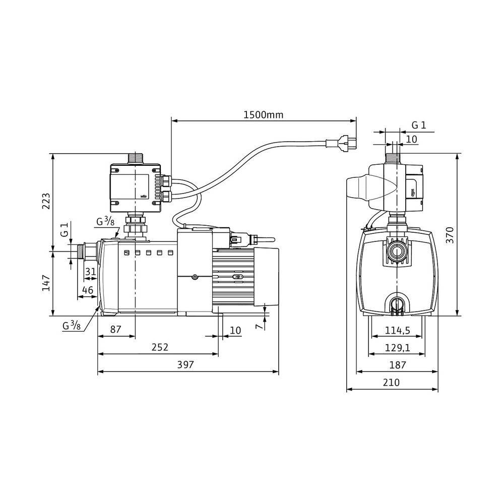 Wilo Hochdruck-Kreiselpumpe HiMulti 3 C 1-44 P,G1,1x230V,600W-1
