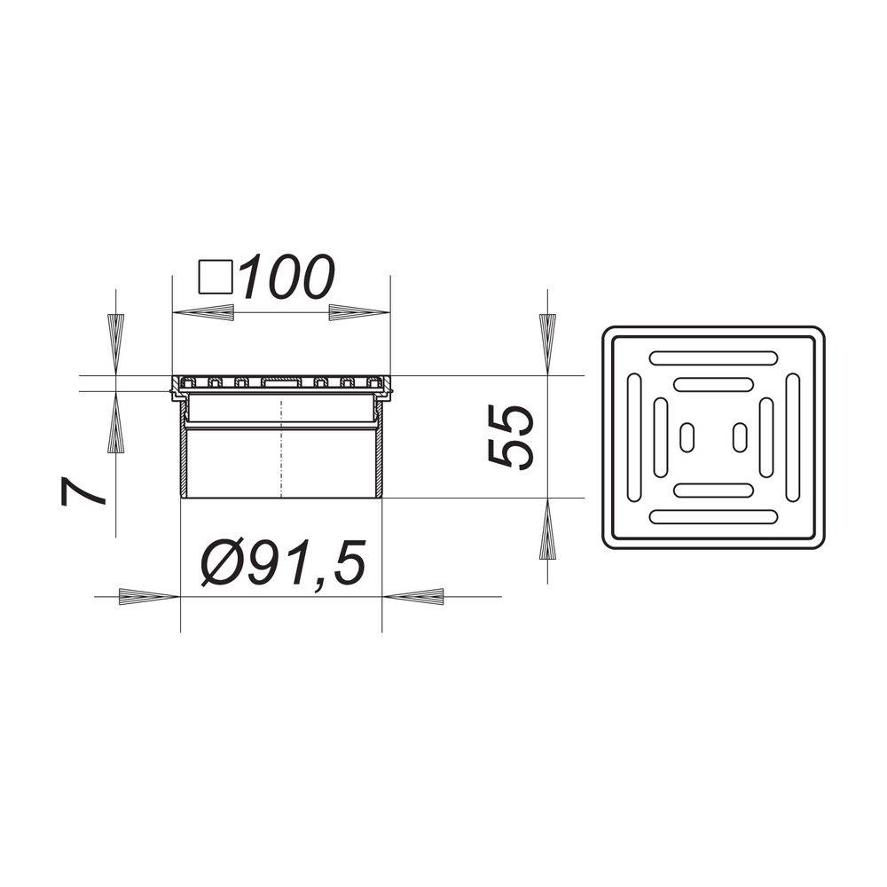 Dallmer Aufsatz VE 10, 100x100mm, Edelstahl, 400383-1
