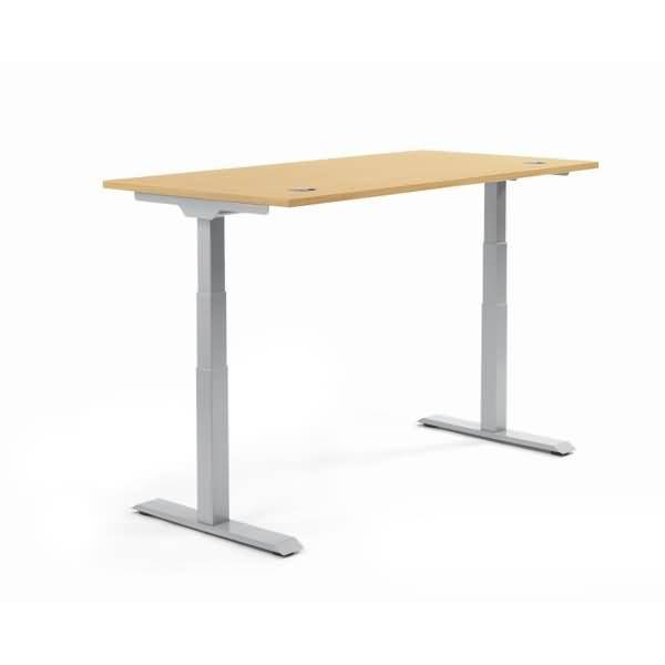 Schreibtisch 1600x605-1255x800mm Platte Buche Gestell silber-0