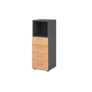 Regal 3OH 4 Schübe graphit/Buche