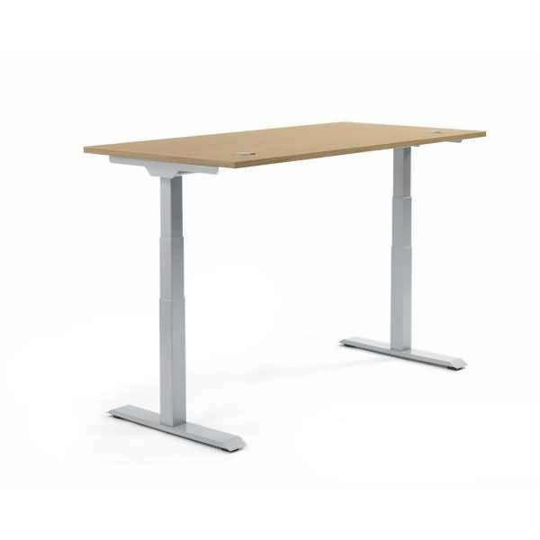 Schreibtisch 2000x605-1255x800mm Platte Eiche hell Gestell silber-0