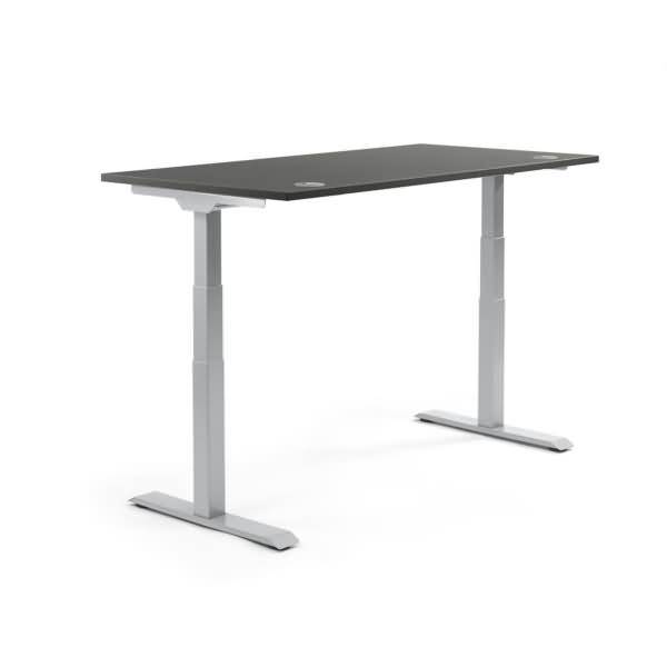 Schreibtisch 1800x605-1255x800mm Platte anthrazit Gestell silber-0