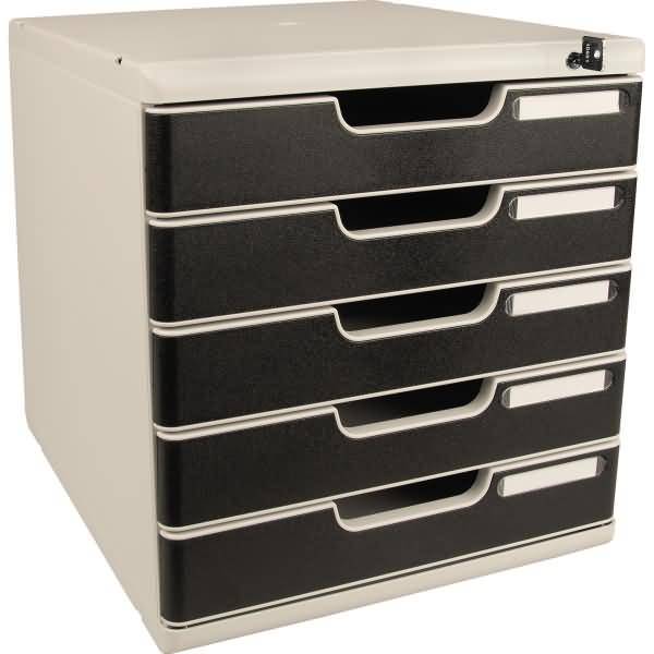 Schubladenbox MODULO 331014D A4 5 Schübe schwarz +Schloss-0
