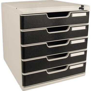 Schubladenbox MODULO 331014D A4 5 Schübe schwarz +Schloss