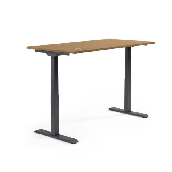 Schreibtisch 1200x605-1255x800mm Platte Nuss Gestell schwarz-0