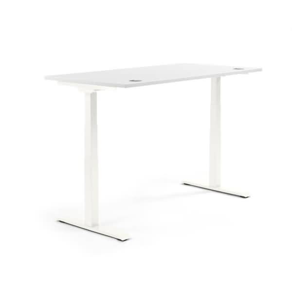 Schreibtisch 1600x605-1255x800mm Platte weiß Gestell weiß