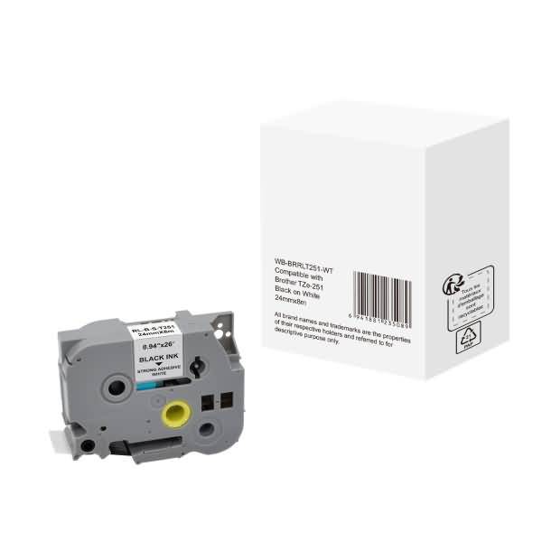 Schriftband wie Brother TZe-251 24mmx8m schwarz auf weiß-0