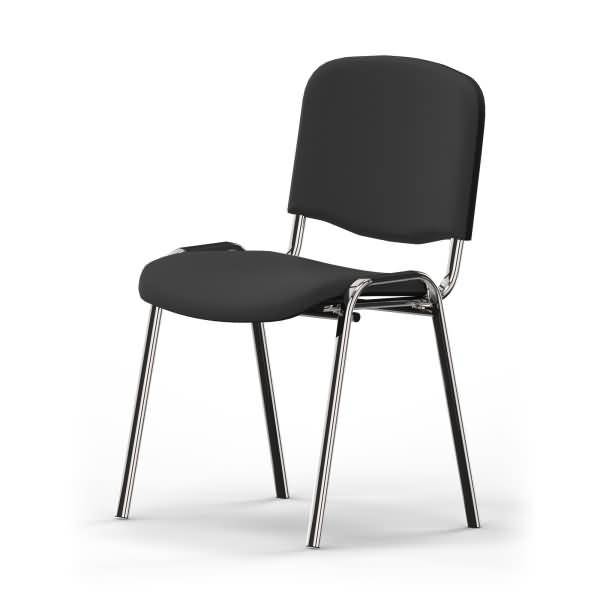 Besucherstuhl ISO 4L 4Fuß gepolstert chrom/grau