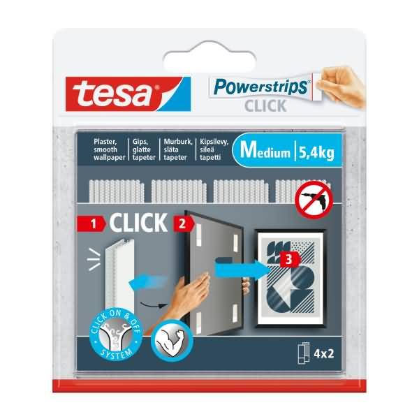 TESA - Powerstrips CLICK Medium 5.4kg selbstkl.Klettband 4x2