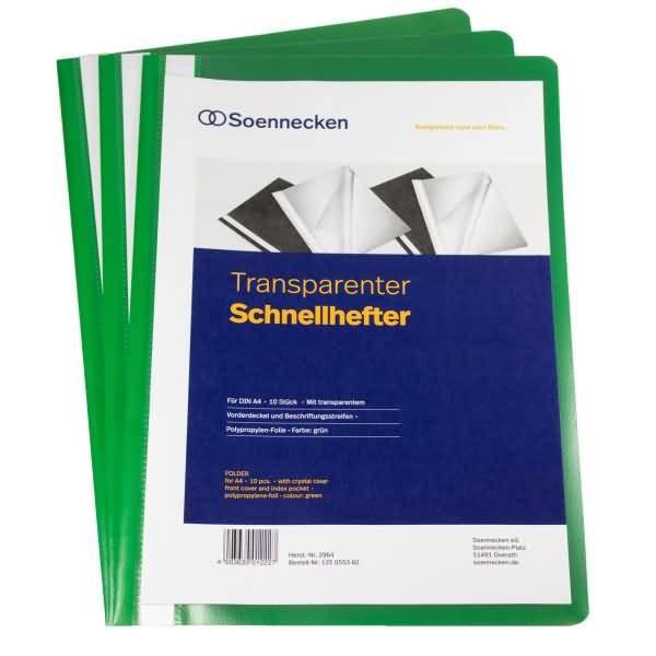 Soennecken Schnellhefter DIN A4 PP grün 10 St./Pack. 2964