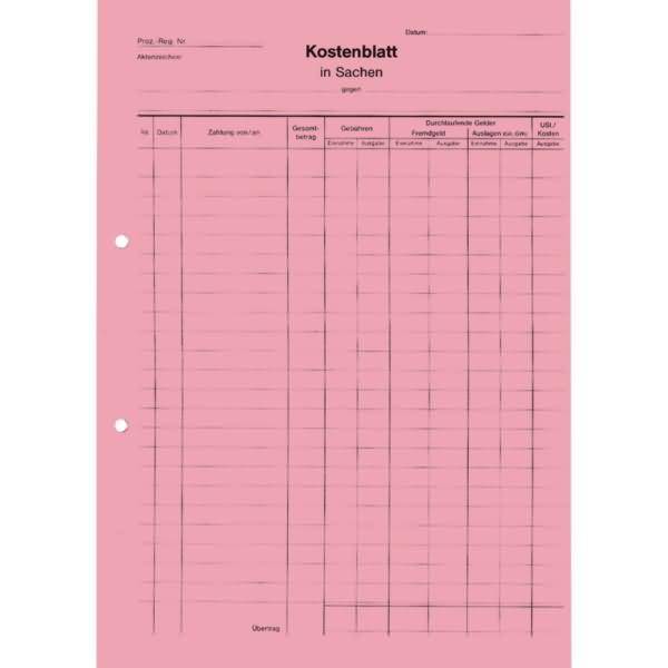 Kostenblatt K440 A4 rot 100 Stück-0