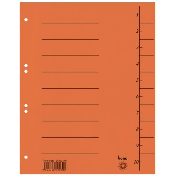 Bene Trennblatt 97300OR A4 Karton orange 100 St./Pack.-0